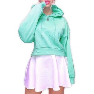 MINT CROPPED HOODIE - MINT CROPPED SWEATSHIRT